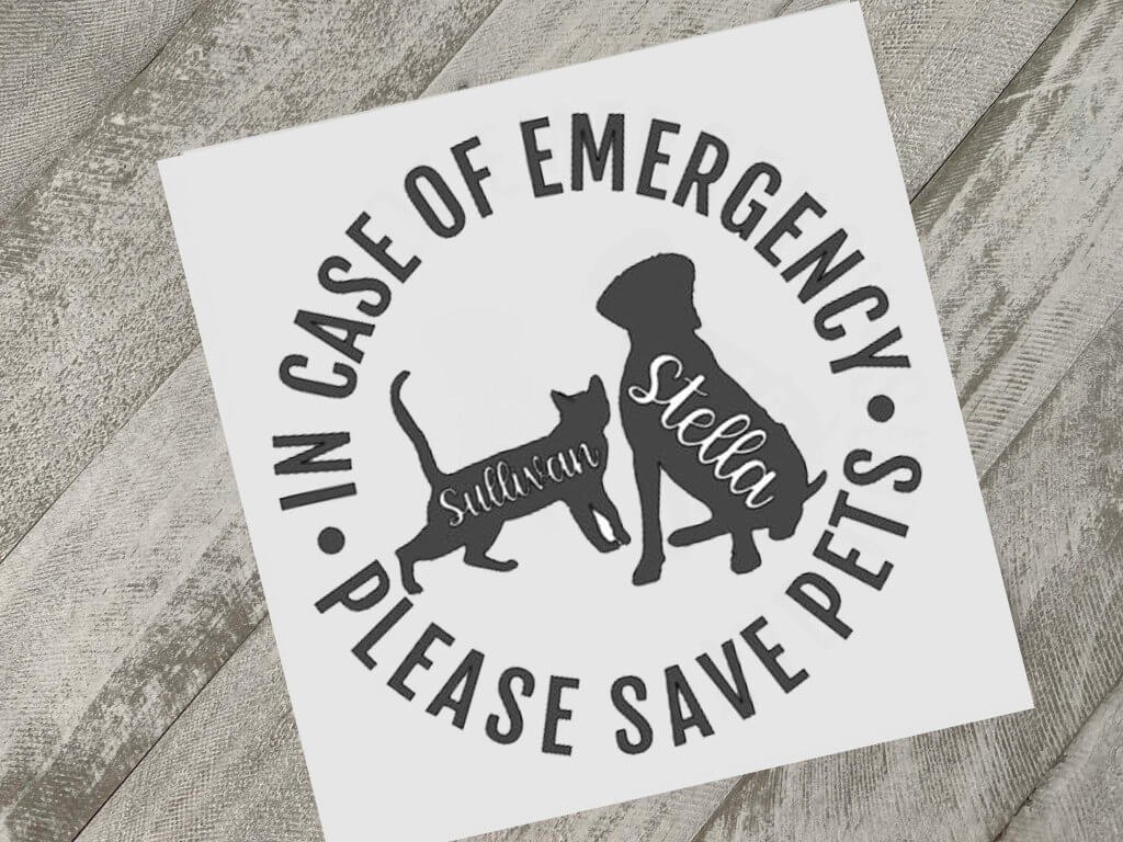 A Pet Emergency Decal with Dog and Cat Silhouette hand crafted by Made on Maidstone
